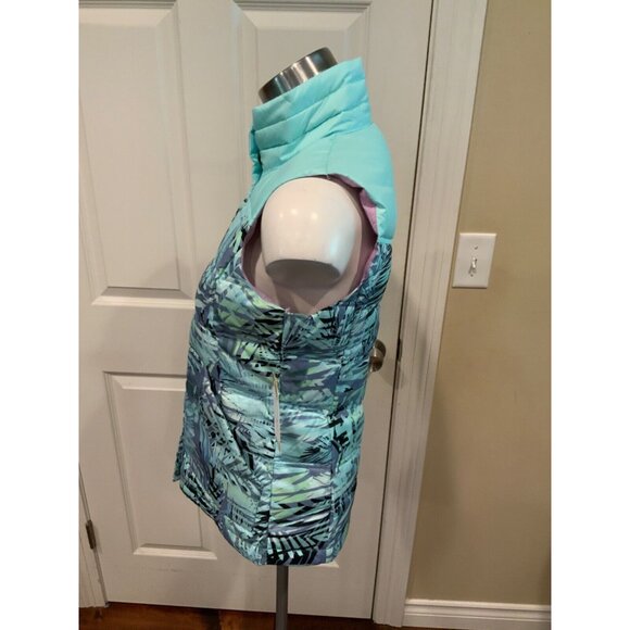 Obermeyer Light Green & Gray Leaf Pattern Button-Up Vest, Size XS - Picture 4 of 6